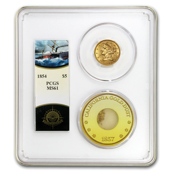1854 $5 Lib Gold SS Central America MS-61 PCGS (Ship of Gold) 1854 $5 Lib Gold SS Central America MS-61 PCGS (Ship of Gold)